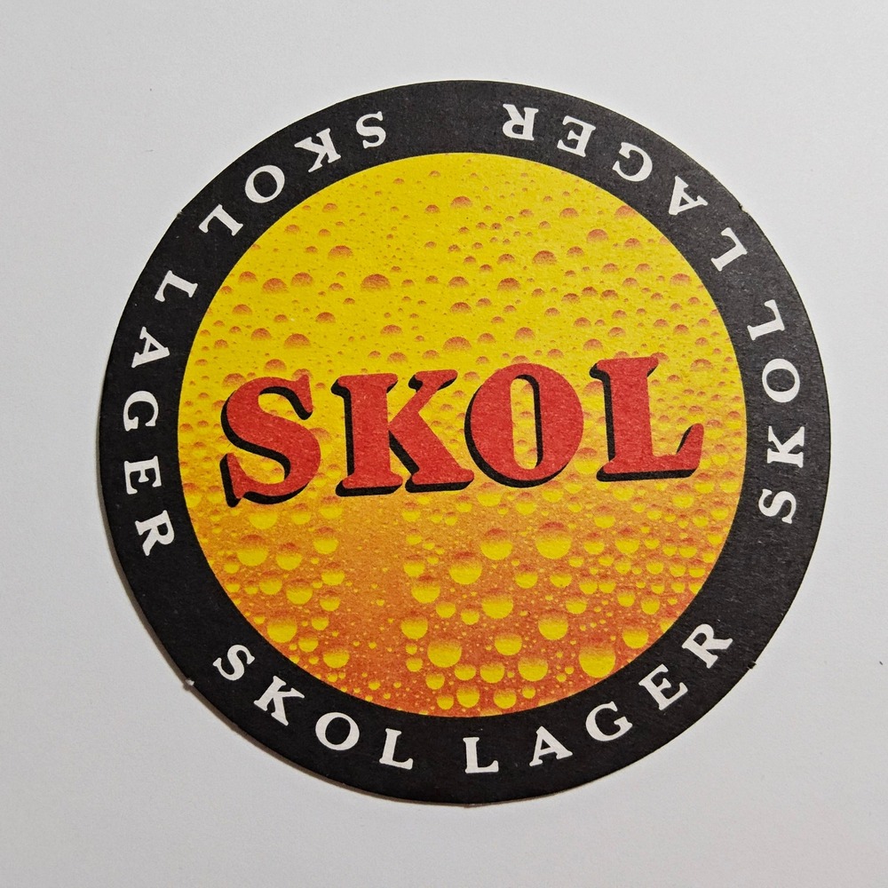 Skol Lager‎ Beer Coaster Barware Collectible Pub Memorabilia